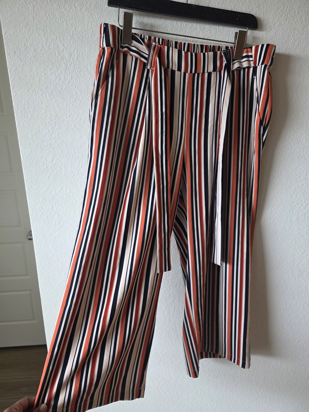Striped Wide Leg Tie-Waist Pants Colorful